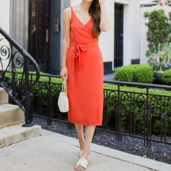 Everlane Orange Midi Length Wrap Dress - Picture 11 of 11